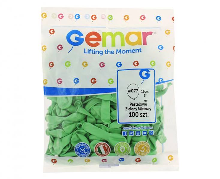 Balony Gemar 5" A50 077 Pastelowe Zielone Miętowe 13cm 100szt