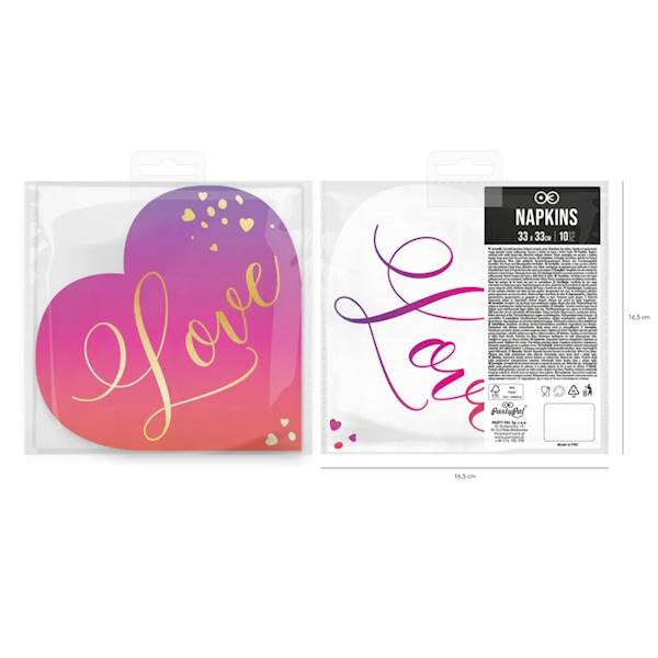 Serwetki serce Love 132289 10szt 33x33cm