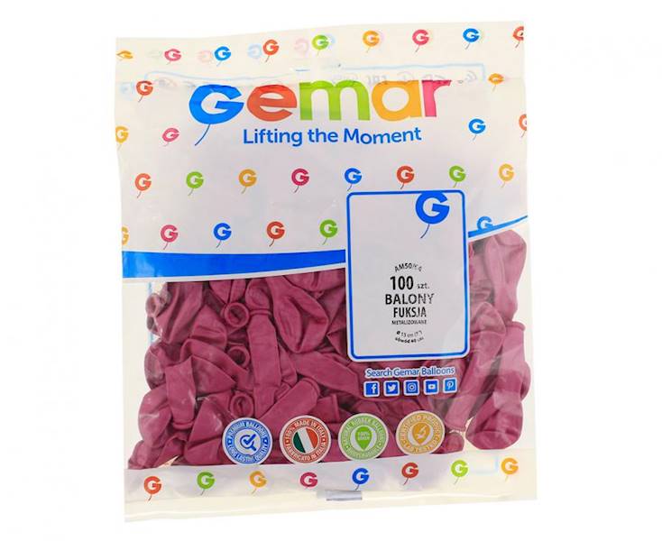 Balony Gemar 5" AM50 064 metalizowane perłowe fuksja 13cm 100szt