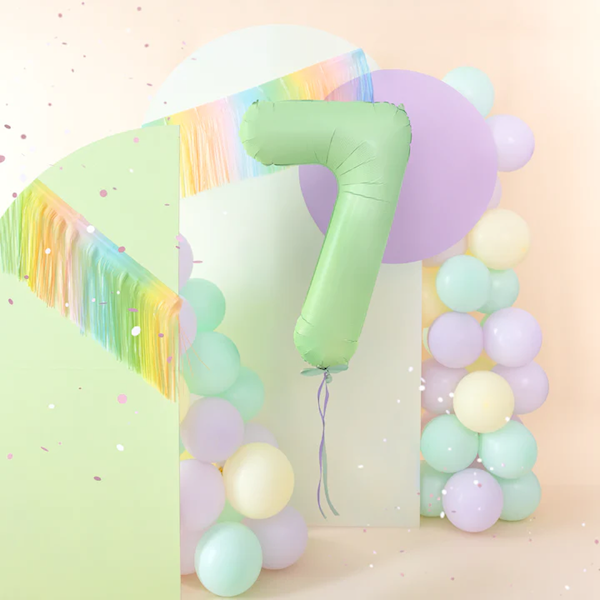 Balon foliowy cyfra 7 zielona pistacjowa 100cm 156391