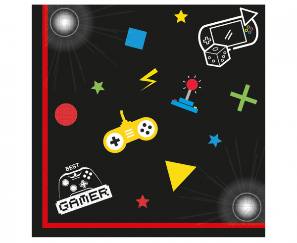 Serwetki gaming Party czarne 33x33 cm