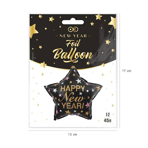 BALON FOLIOWY Gwiazdka Happy New Year 45cm 460524