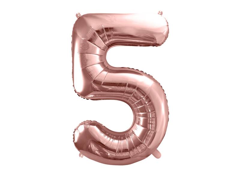 BALON FOLIOWY CYFRA 5 ZŁOTY RÓŻ PARTY DECO 86CM FB1M-5-019R 