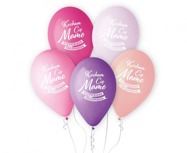 Balony lateksowe Kocham Cię Mamo 5szt 33cm