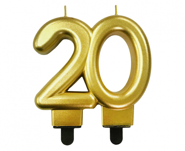Świeczka cyfra 20 złota metalik 7cm 