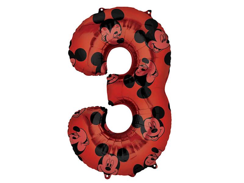 BALON FOLIOWY CYFRA 3 CZERWONA MYSZKA MIKI 66 CM 4013301