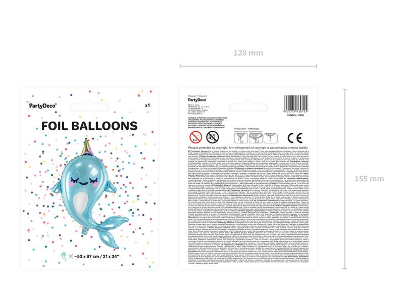 BALON FOLIOWY NARWAL 53X87 