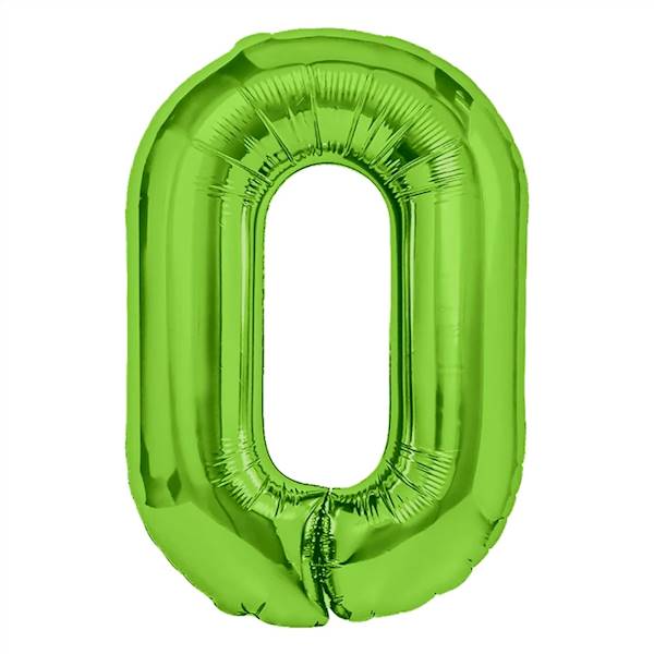 Balon foliowy cyfra 0 zielona 100cm 128534