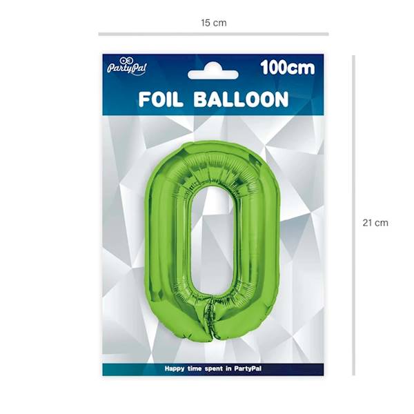Balon foliowy cyfra 0 zielona 100cm 128534