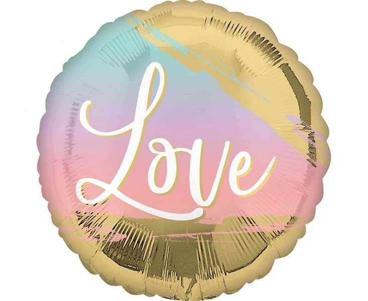 Balon foliowy okrągły Love metaliczny tęcza 43cm