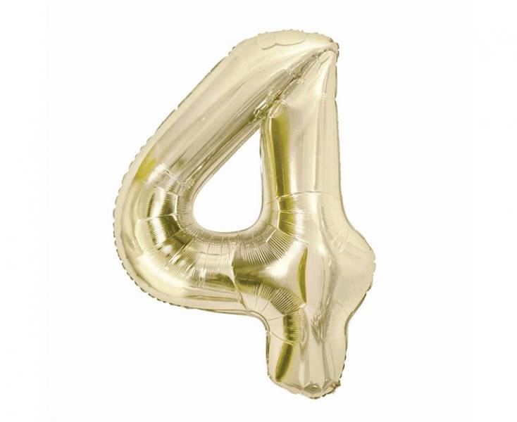 Balon foliowy cyfra 4 złota szampańska 85cm Beauty&Charm