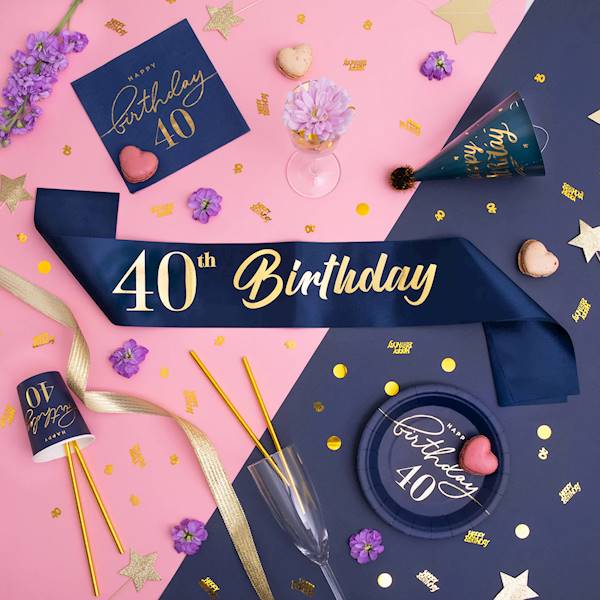 Szarfa 40th Birthday granatowa 133507