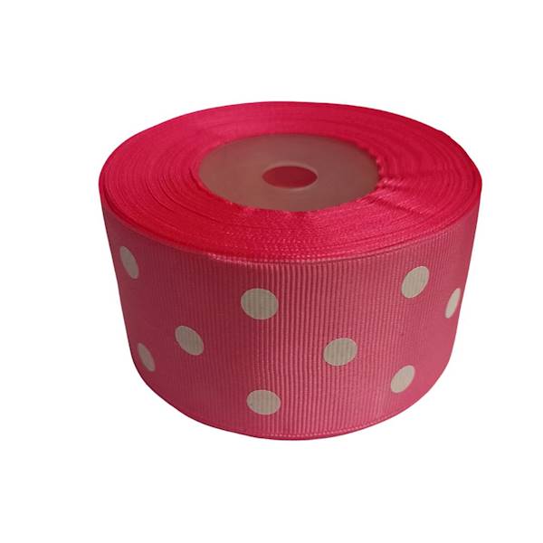 Wstążka materiałowa ryps w kropki grochy 50mmx25y mix kolorów
