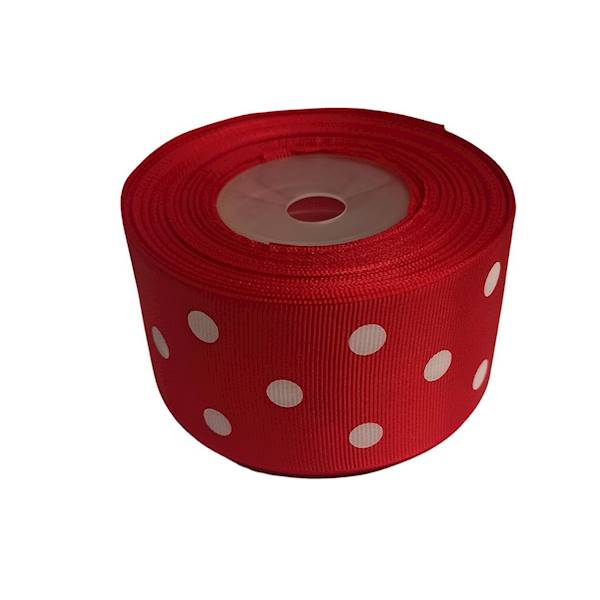Wstążka materiałowa ryps w kropki grochy 50mmx25y mix kolorów