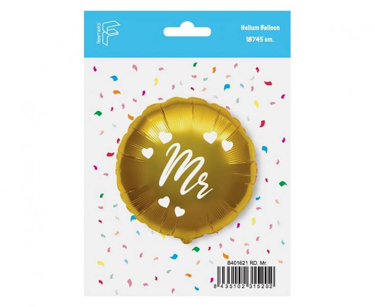 Balon foliowy okrągły MR złoty 45CM ślub
