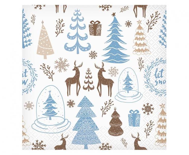 Serwetki Hello winter białe 33x33cm 20szt