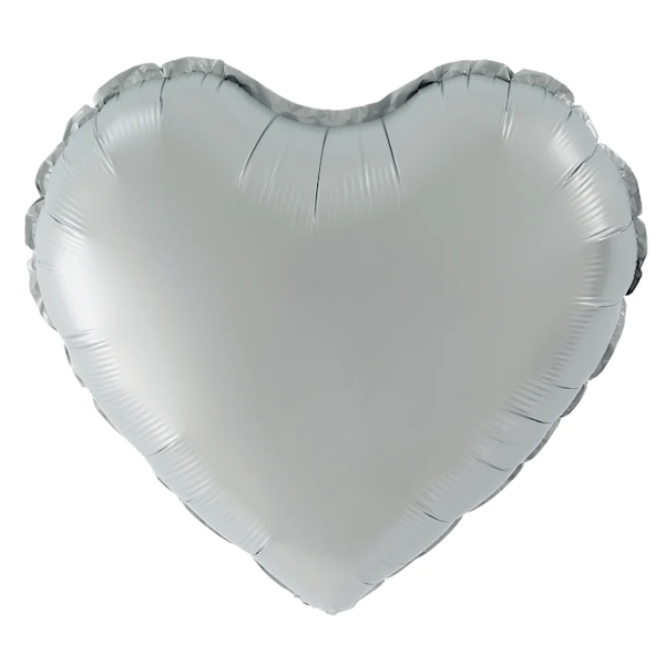 Balon foliowy serce srebrne matowe 45cm 460180