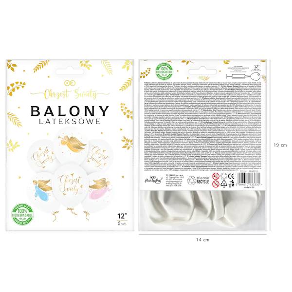 Balony lateksowe 12" Chrzest święty anioły 6szt  133330