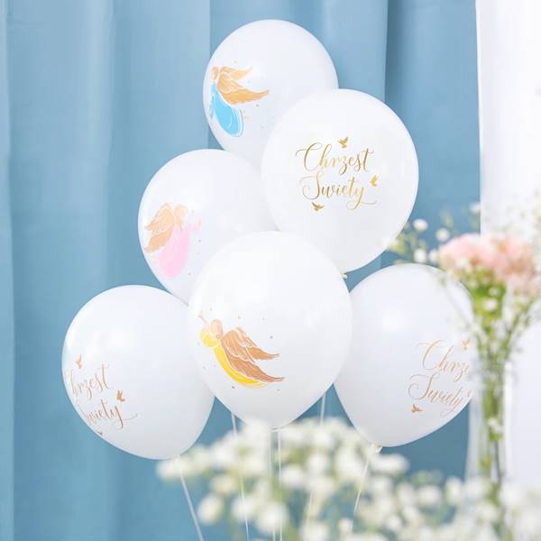 Balony lateksowe 12" Chrzest święty anioły 6szt  133330