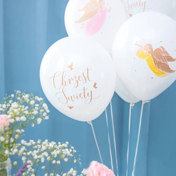 Balony lateksowe 12" Chrzest święty anioły 6szt  133330