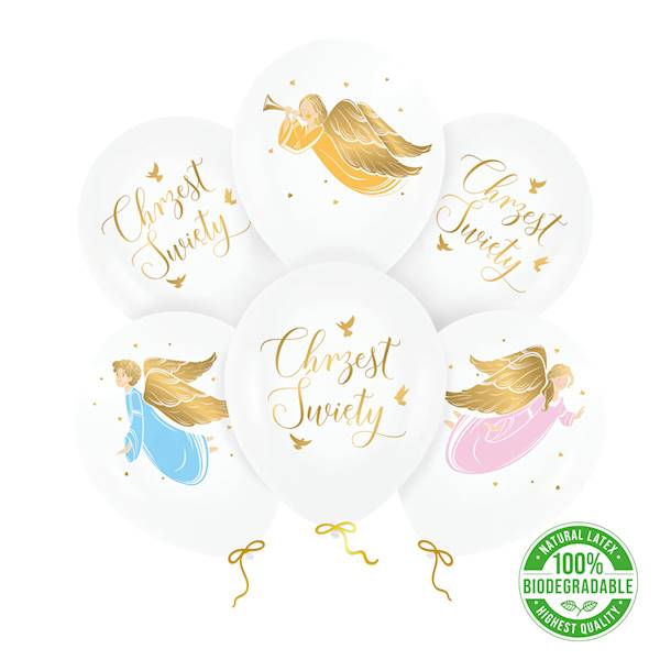 Balony lateksowe 12" Chrzest święty anioły 6szt  133330