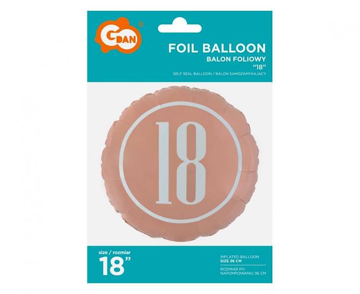 Balon foliowy okrągły 18 Rose Gold 18" 46cm 