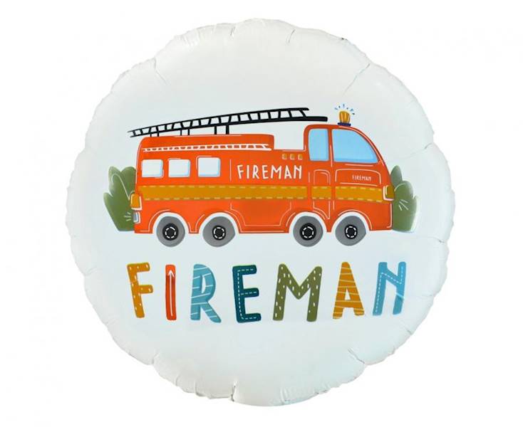 Balon foliowy okrągły Fireman Straż Pożarna 18" 46cm 