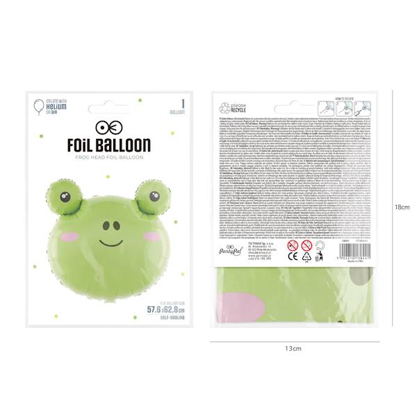 Balon foliowy żaba głowa 57x62 cm 138441