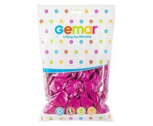 Balony Gemar 12" GM110 064 metalizowane fuksja 30cm 100szt