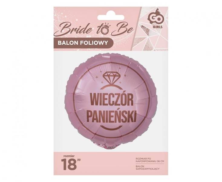 Balon foliowy okrągły wieczór Panieński różowy