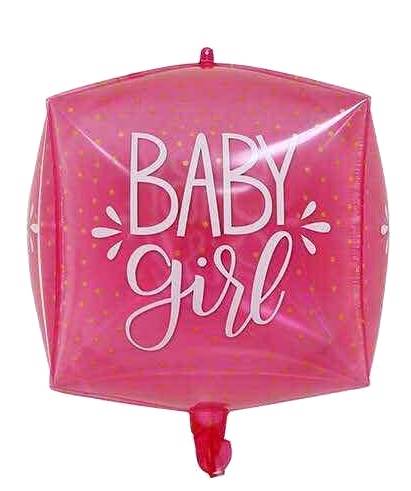 Balon foliowy kostka Box Baby Girl różowa