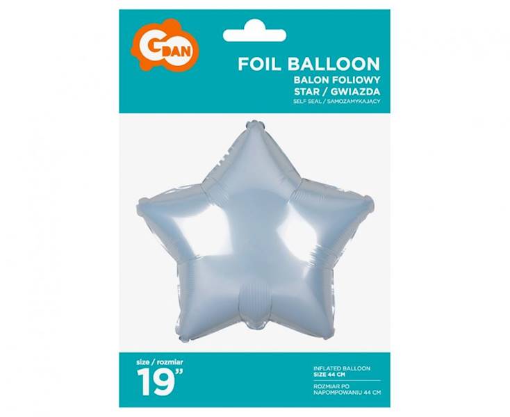 Balon foliowy gwiazdka biała 19" 44cm Godan