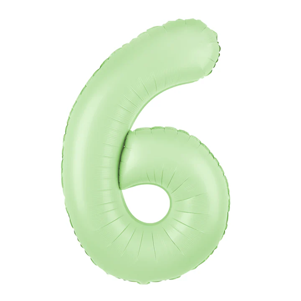 Balon foliowy cyfra 6 zielona pistacjowa 100cm 156384