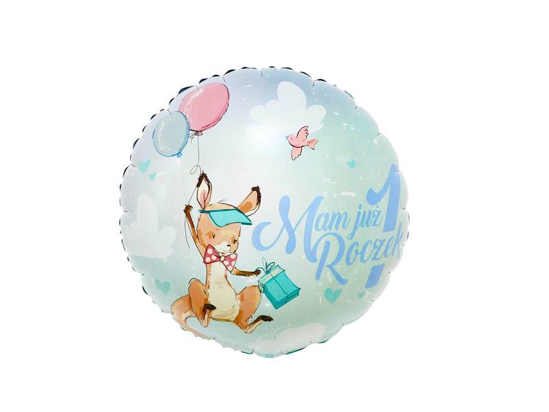 BALON FOLIOWY OKRĄGŁY 1 MAM JUŻ ROCZEK BŁĘKITNY 36CM FG-01KG GODAN 
