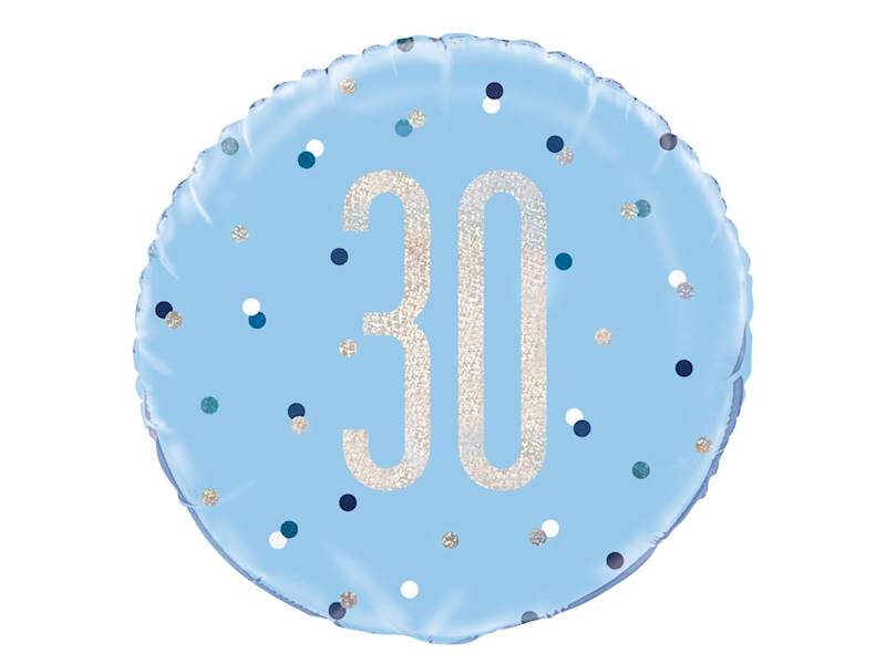 BALON FOLIOWY OKRĄGŁY 30 NIEBIESKI W KROPKI 46CM 83358 