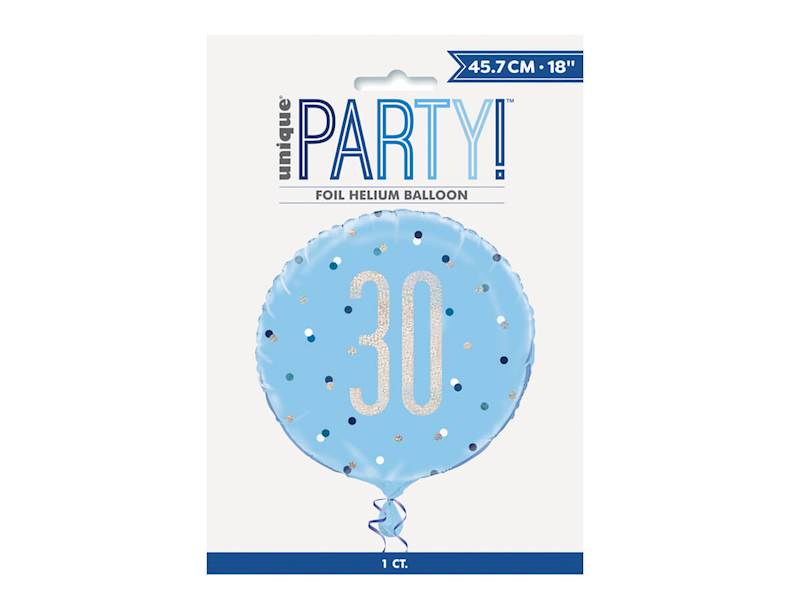 BALON FOLIOWY OKRĄGŁY 30 NIEBIESKI W KROPKI 46CM 83358 