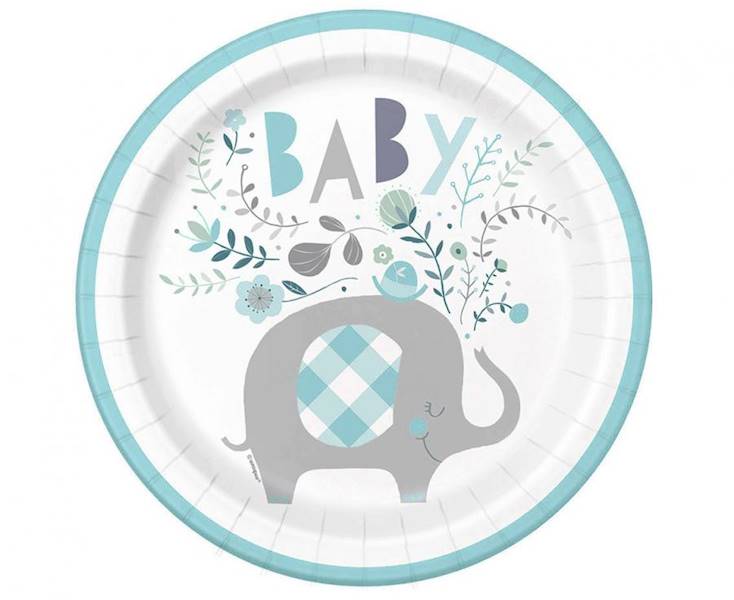 Talerzyki papierowe Baby słonik 21,9 cm 8szt