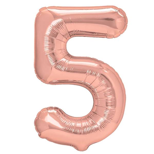 Balon foliowy cyfra 5 różowe złoto 100cm 450027