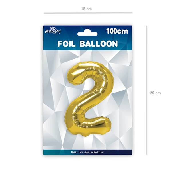 Balon foliowy cyfra 2 złota 100cm 450014