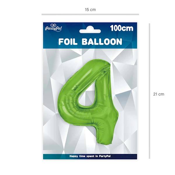 Balon foliowy cyfra 4 zielona 100cm 128572