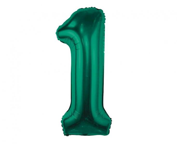 Balon foliowy cyfra 1 zieleń butelkowa 85cm Beauty&Charm