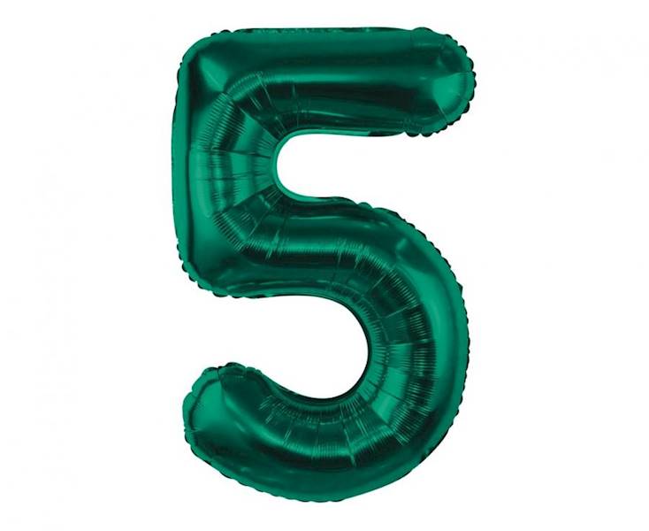Balon foliowy cyfra 5 zieleń butelkowa 85cm Beauty&Charm