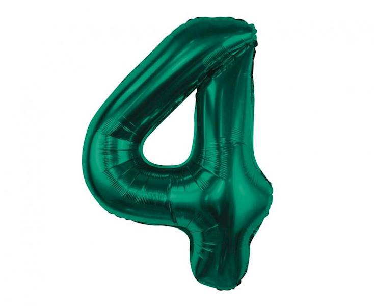 Balon foliowy cyfra 4 zieleń butelkowa 85cm Beauty&Charm