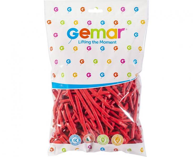 Balony Gemar D4 rurki włoskie czerwone 045 100szt makarony, modeliny 2" 5cm