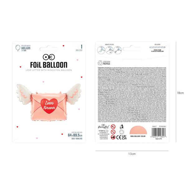 Balon foliowy koperta list ze skrzydłami Love Forever 64x89,5 cm 148457