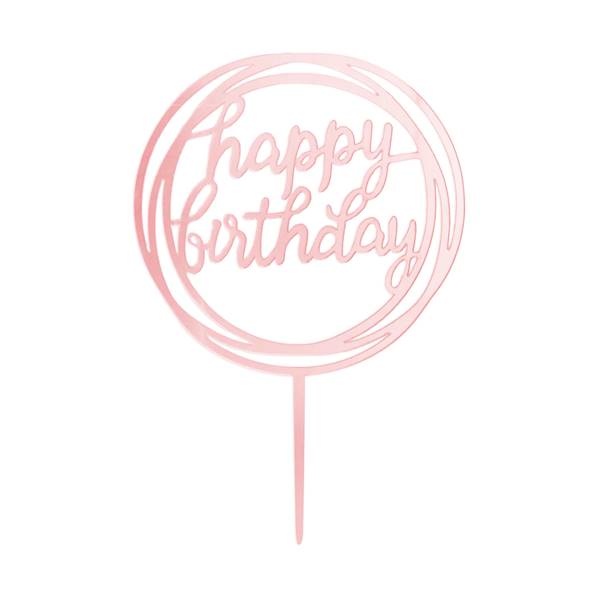 Topper happy birthday złoty róż akrylowy 11x17cm 143650
