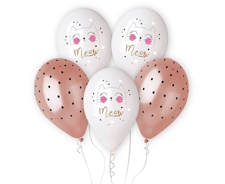 BALON Z NADRUKIEM MEOW KOTEK GMS120/KOT 5SZT 
