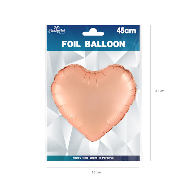 Balon foliowy serce złoty róż mat 45cm 460175