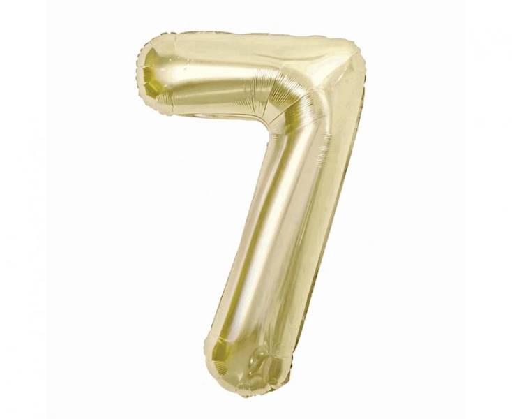 Balon foliowy cyfra 7 złota szampańska 85cm Beauty&Charm