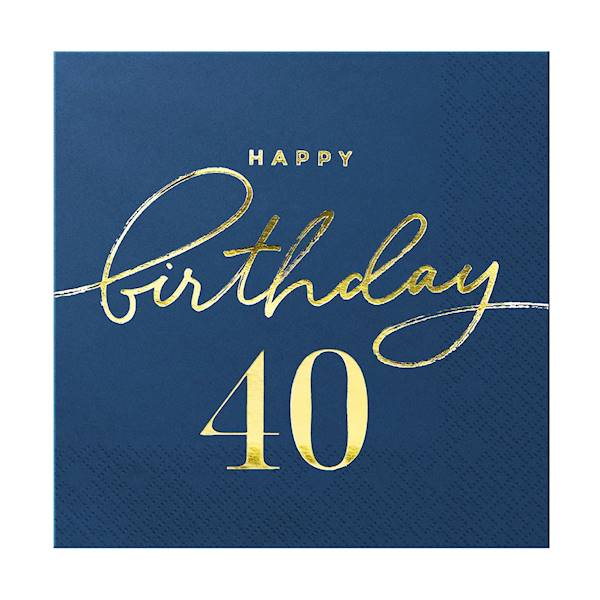 Serwetki granatowe Happy Birthday 40 33x33cm 10szt 130483